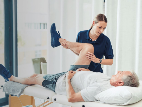 Therapist with patient